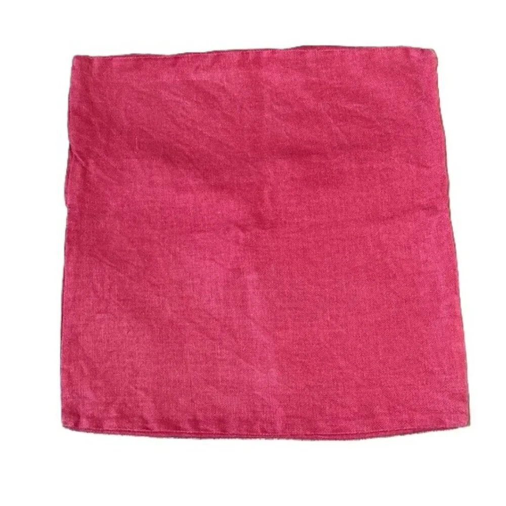 POTTERY BARN LINEN Throw Pillow Cover Case Deep Red 18 x 18 inches